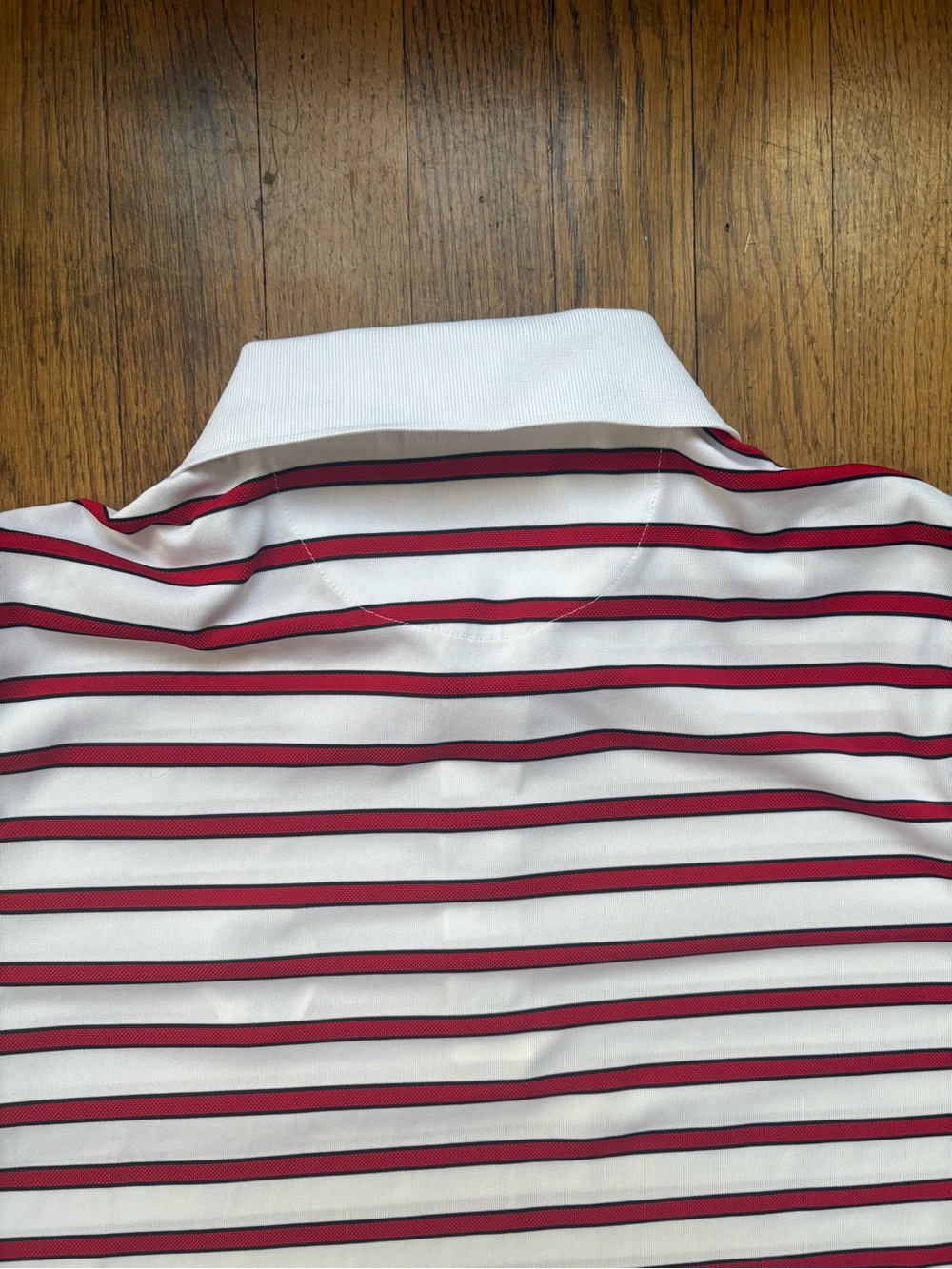 Ping Performance Wisconsin Badger Short Sleeve Polo M White Red Striped Golf - Picture 9 of 11